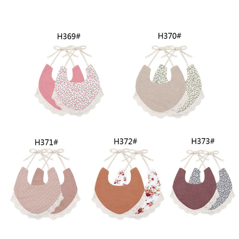Floral Vintage Newborn Double Side Bibs Boys Girls Bandana Cotton Saliva Towel Baby Tassel Saliva Towel Double Side Bibs