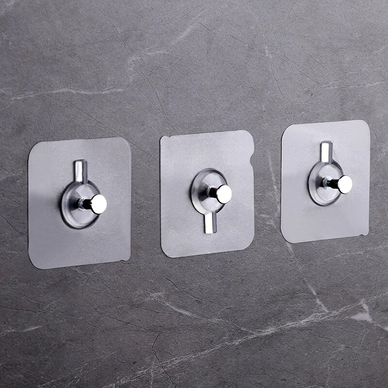 4Pcs PVC Strong Adhesive Nails Wall Poster Seamless Wall Hook Waterproof Durable Transparent Kitchen Bathroom Screw Hook Hanger