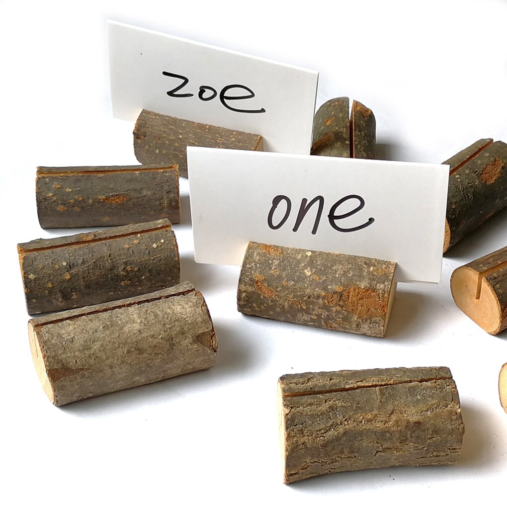 20 Stuks Houten Tafel Nummer Stand Plaats Kaarten Houders Halfronde Foto Map Bruiloft Handwerk Artikel Dwarse Groef