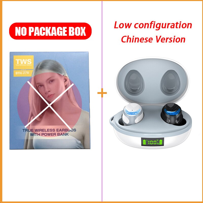 Draadloze koptelefoon bluetooth  v5.0 oordopjes led-display draadloze oordopjes met microfoon waterdichte koptelefoon met touchbediening: Zwart wit