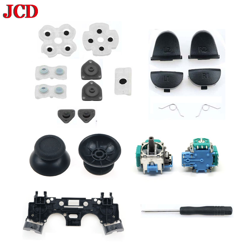 Voor PS4 Jds 030 011 040 050 Controller Reparatie Set L1 R1 L2 R2 Trigger Knoppen 3D Analoge Sticks Cap geleidende Rubber Schroevendraaier