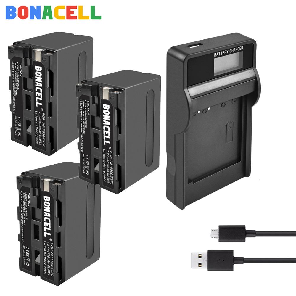Bonacell NP-F960 Camera Battery - 7.2V 8700mAh Li-ion Rechargeable for Sony Cameras