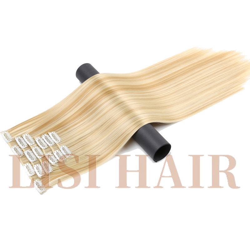 LISI HAIR 55cm Long 16 Clip in Hair Extension Straight Hairpiece Synthetic Hair For Women 140g High Temperature Fiber: 27H613