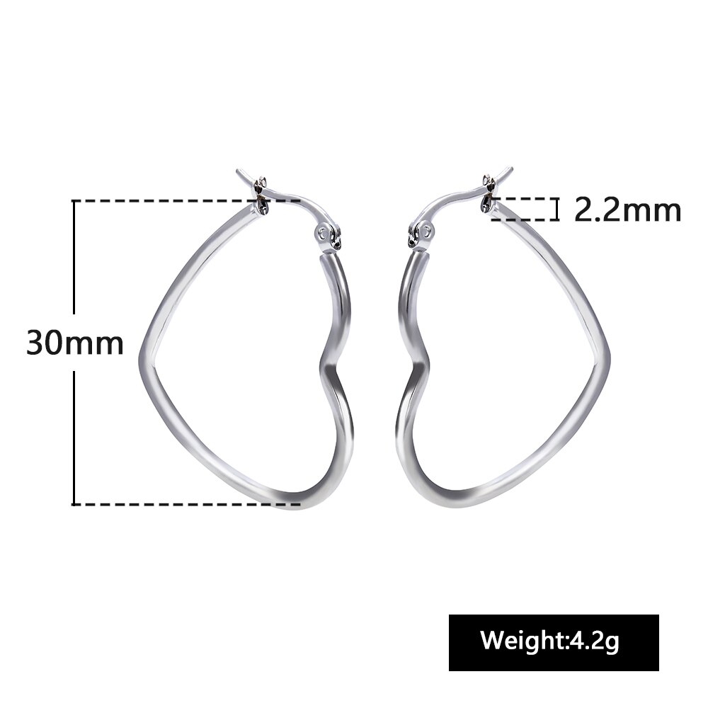 neue fein4U E012 316L Edelstahl Band Ohrringe Herz Ohrringe Für Frauen Hochzeit Schmuck: Stahl-30mm