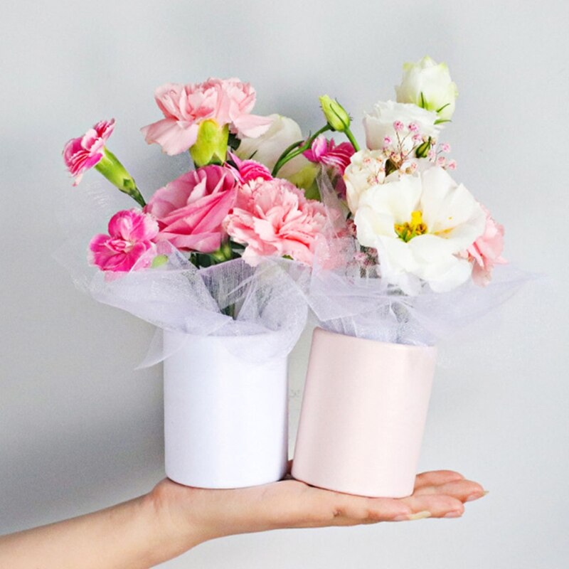 270F Kleine Kartonnen Bloem Verpakking Mini Ronde Cilinder Papieren Bloemen Knuffel Emmer Vaas Voor Bloemstuk Gedroogde Bloemen