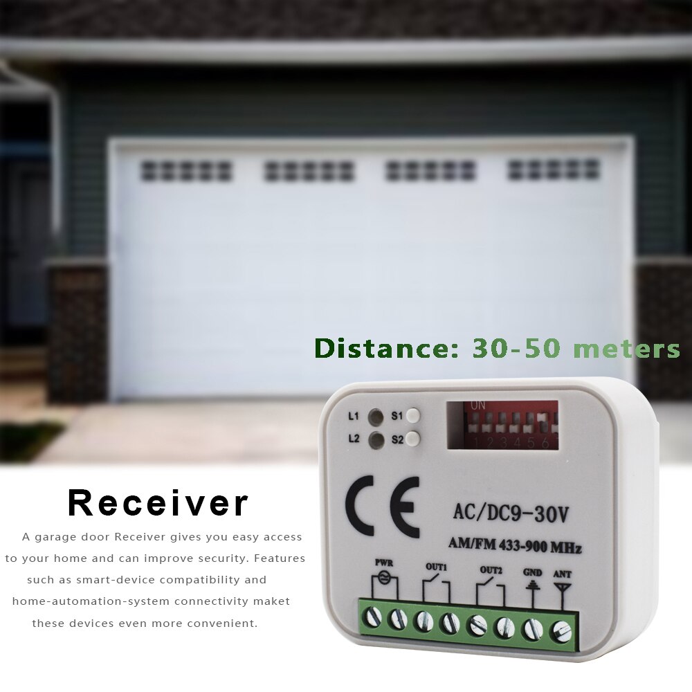 Universal Multi Frequency 300-900MHz Garage Door Remote Control Receiver 2 CH Controller Switch For 433 868 MHz Transmitter