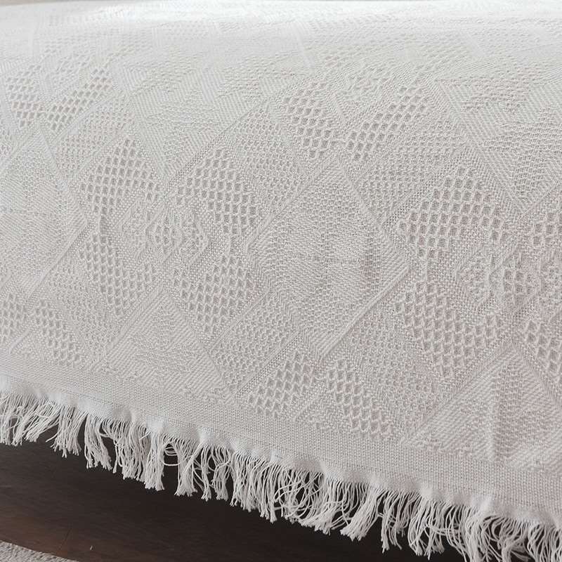 Couverture de canapé blanc solide | Couverture de voyage en coton, couverture d'avion, couvertures tricotées en Jacquard avec glands, couverture jeter pour canapé