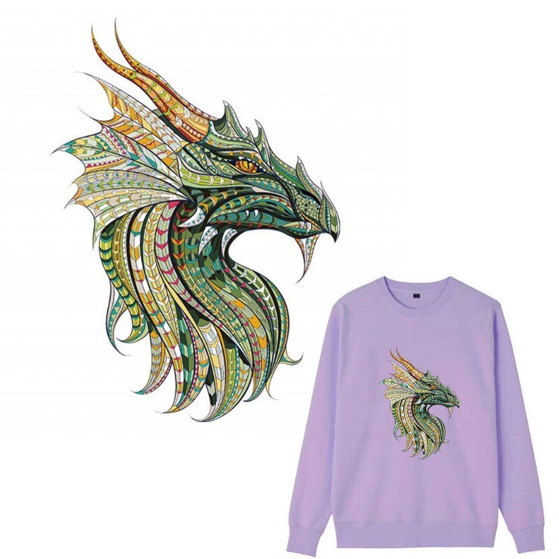 Mode Kleurrijke Dragon Kraan Ijzer Op Patches Voor Diy Warmteoverdracht Kleren T-shirt Thermische Stickers Decoratie Afdrukken