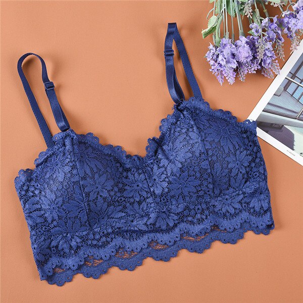 Training bra kids girls Soft Touch Cotton Lace underwear sports kids vest bra for teens child student teenage bras: Blue