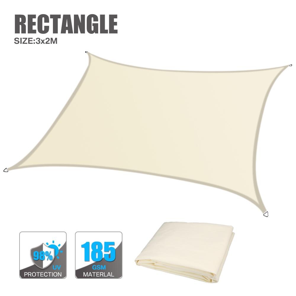 98% UVBlock 280GSM Sonnensegel Markise Rechteck/Platz Für Garten Terrasse Baldachin Schwimmen Sonne Schatten Camping Wandern Hof Segel: Beige  3x2M