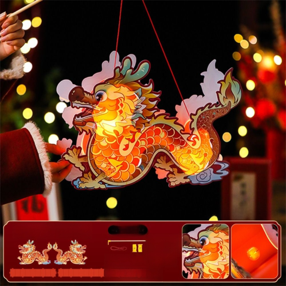 Lichtgevende Mid-Herfst Draak Dans Lantaarn DIY Craft Cartoon Chinese Stijl Draak Lamp Handgemaakte Draagbare Handheld Draak Lantaarn