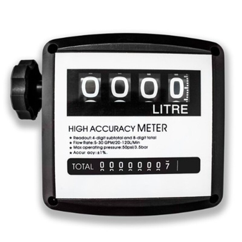 1Pcs Fm-120 4 Digital Gasoline Fuel Petrol Oil Flow Meter Four Digital for Fuel Oil Flow Meter Counter