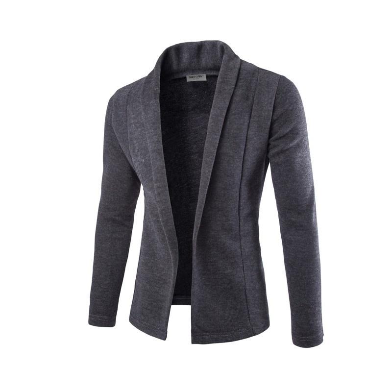 Hommes costume veste ouvert châle Cardigan formel hommes vêtements costume veste hommes mince Blazer Chaquetas Hombre vestes hommes costumes manteau: dark grey / XL