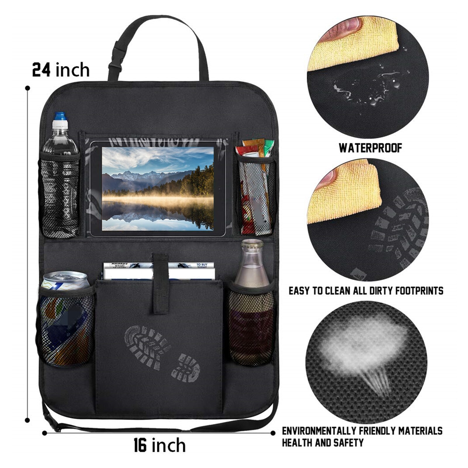 Auto Rücksitz Organizer Auto trete Matten für freundlicher Zurück Sitz Protektoren Große Kapazität mit transparent Tablette Tasche Einfache Reinigung