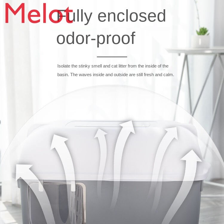 Caja de arena moderna para pasillo, desodorante de inodoro de gran tamaño, canal largo, completamente cerrado, a prueba de salpicaduras, suministros para gatos