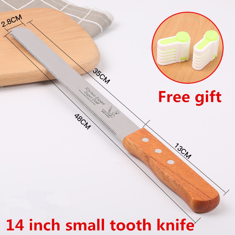 Stainless steel bread knife Saw cake slicing tool baking toast knife coarse tooth fine tooth cake saw knife Snack Dessert Slicer: 14 inch small tooth