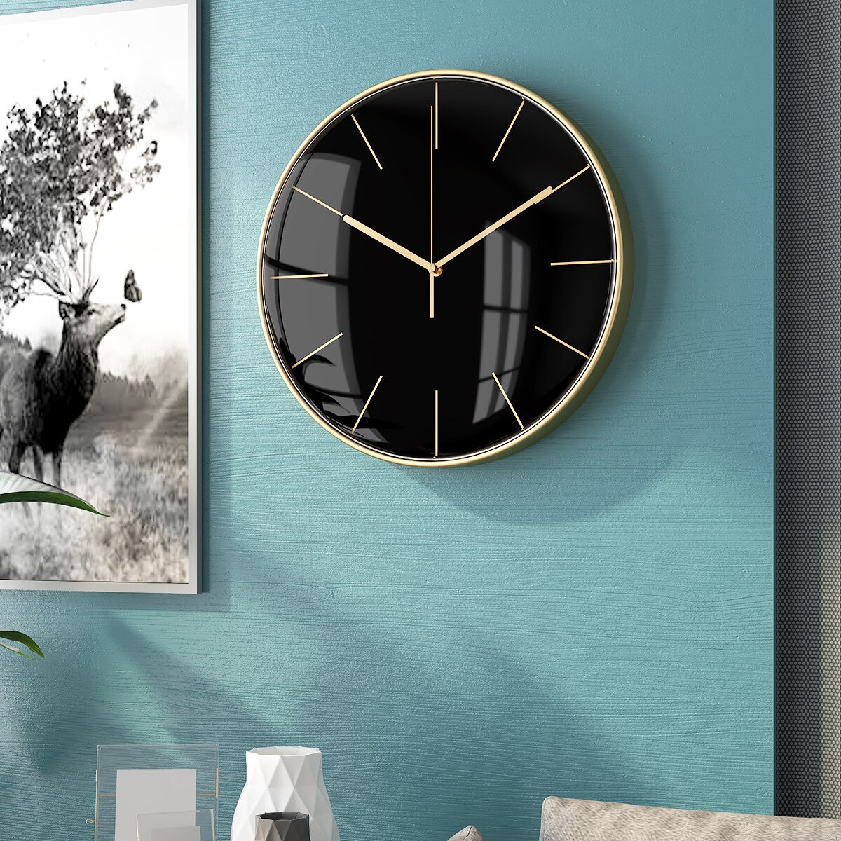 Large Gold Metal Wall Clock Modern Nordic Silent W... – Grandado