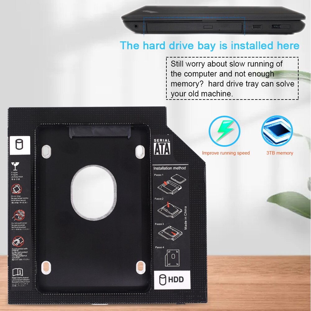 Tishric Hdd Caddy 9.5Mm/12.7Mm Voor 2.5 "Ssd Hdd Case Optibay Universele Aluminium Sata 3.0 Harde schijf Behuizing Adapter Voor Laptop