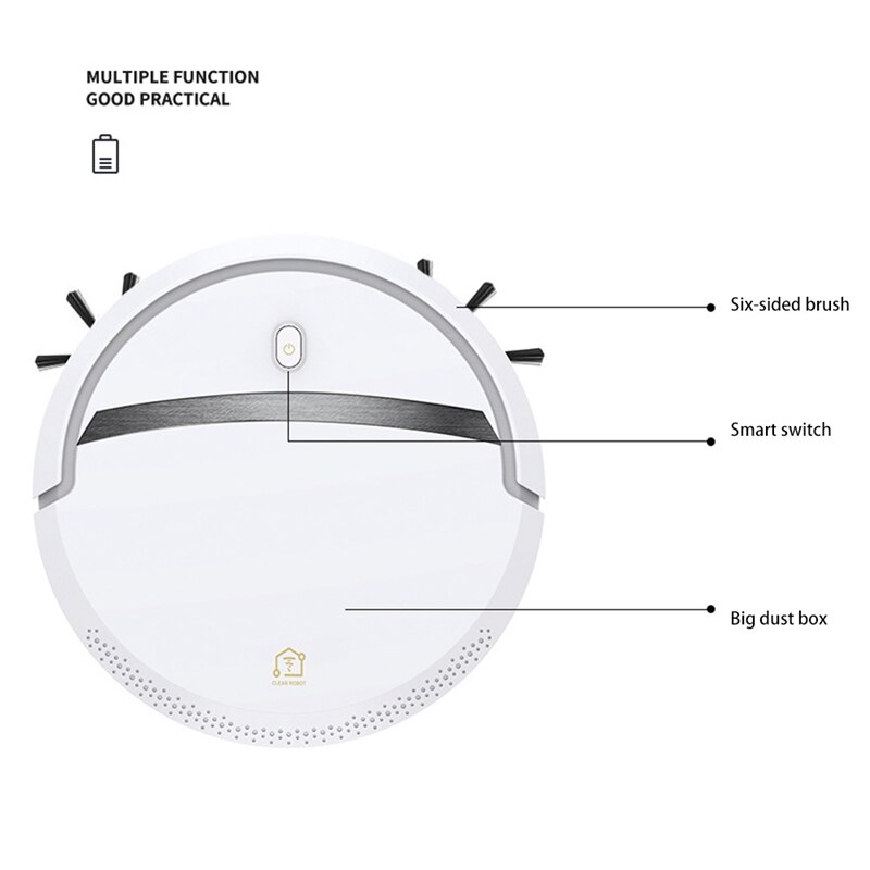 Robot Smart Cleaning Sweeper 1500Mah 3 in 1 Contact to Start Vacuum Cleaner for Home Wireless Sweeping for Home