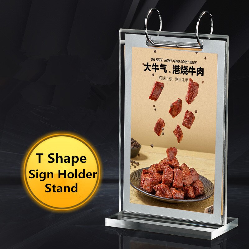 A5 Dubbelzijdig Presentatie Helder Acryl Tafel Teken Houder Stand Menu Papier Kartonnen Poster Display Stand Voor Restaurant: Default Title