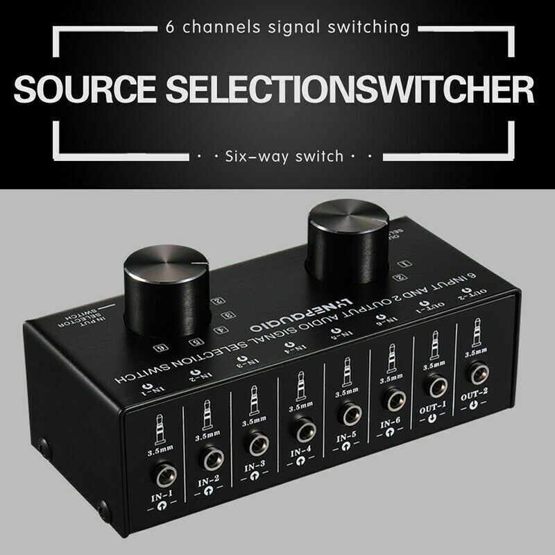 6-In-2-Out Audio Switcher Twee-weg Audio Signaal Selector Box Splitter Distributeur Met rca Ingangen En Uitgangen