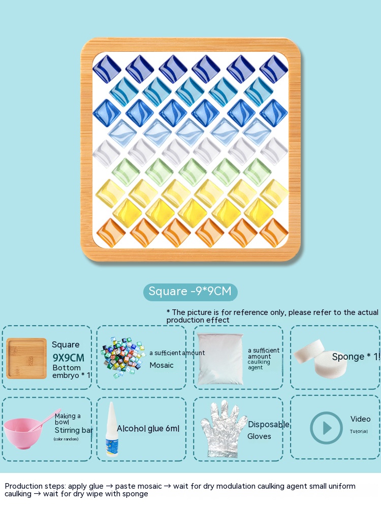 Posavasos de mosaico hecho a mano para niños, bandeja de madera para vajilla, tapete para tazas, artesanía, fácil de hacer, de Navidad: Rosa