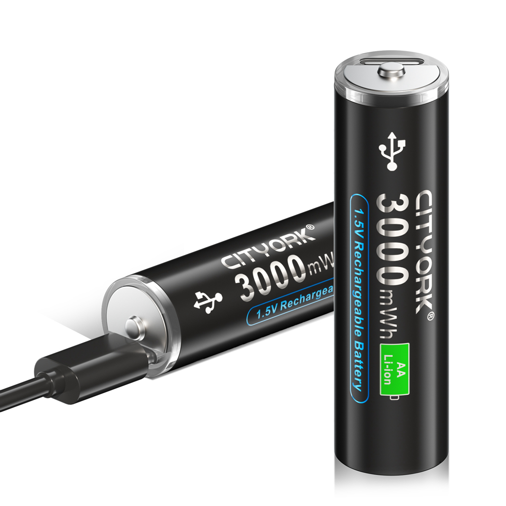 100 % Kapazität, 1,5 V AA-Li-Ionen-Akku, 3000 mWh, AA-USB, wiederaufladbarer AA-Lithium-Akku, AA-Li-Polymer-Akkus mit USB-Kabel