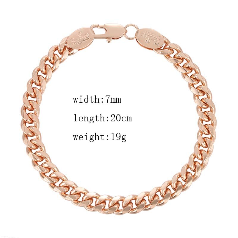 Fj Mannen Vrouwen 585 Rose Goud Kleur Wave Curb Smart Armband Link Bead Chain Sieraden: RB0086