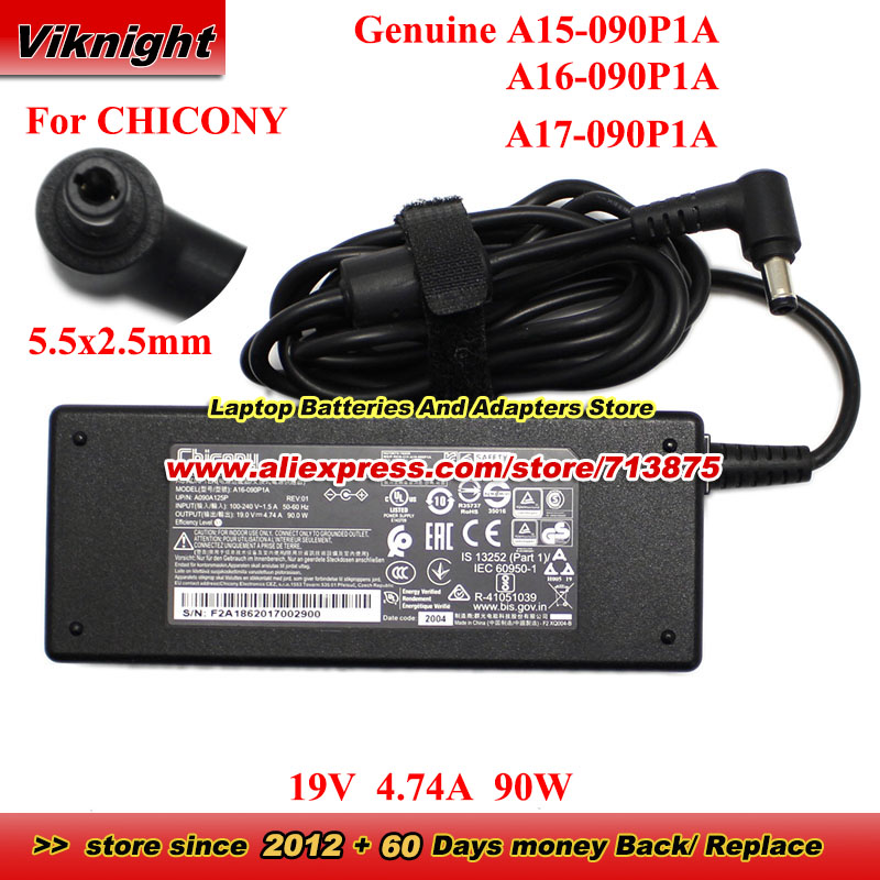 Genuine Chicony 19V 4.74A 90W Charger A15-090P1A A16-090P1A A17-090P1A A090A086P A090A125P AC Adapter for MSI PS42 8RC-048 PS63