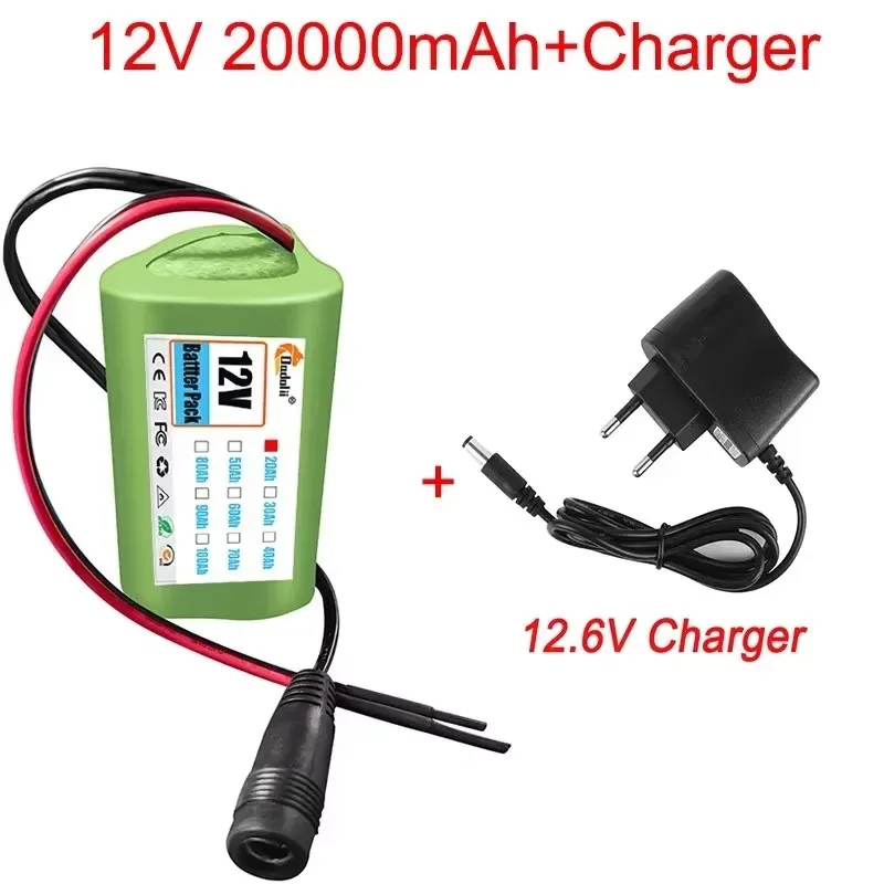 Batterie Li-ion Rechargeable 12V 18650, 2000mah, 3S1P, avec panneau de Protection des cellules au Lithium BMS + chargeur 12.6V: BLEU CIEL