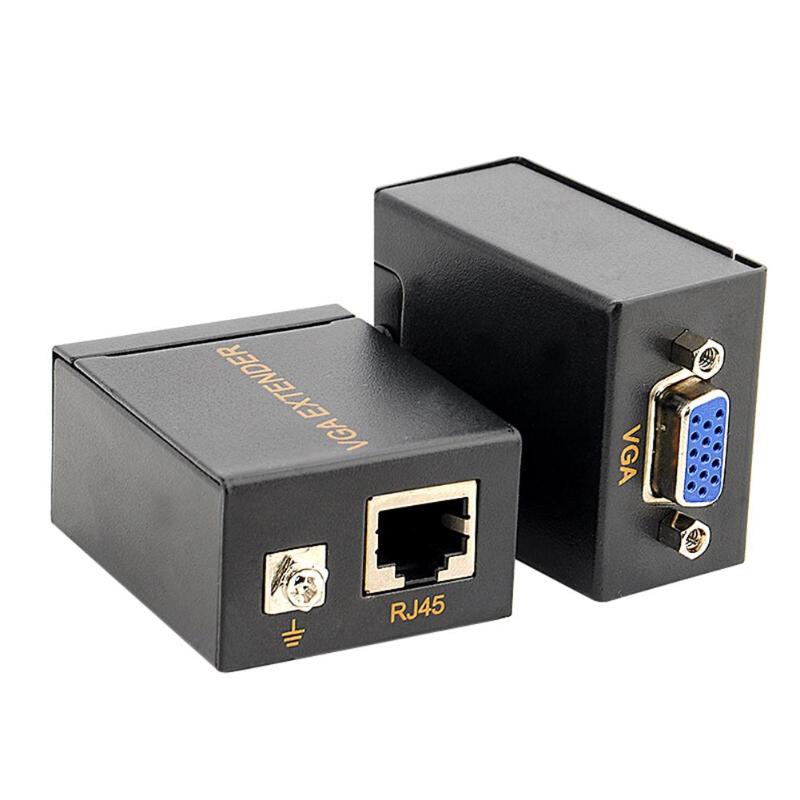 60M Vga RJ45 Signaal Extender Over Lan Ethernet Zender Ontvanger Adapter Voor Pc Video Transmissie