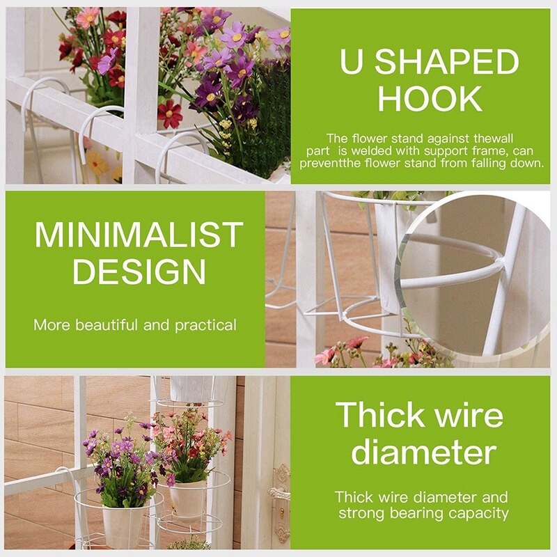 4 Pack Suspendue Ronde Balustrade Jardinières, Fleur Porte-Pot, Pot en métal Panier De Plantes, pour une Utilisation intérieure Et extérieure (blanc)