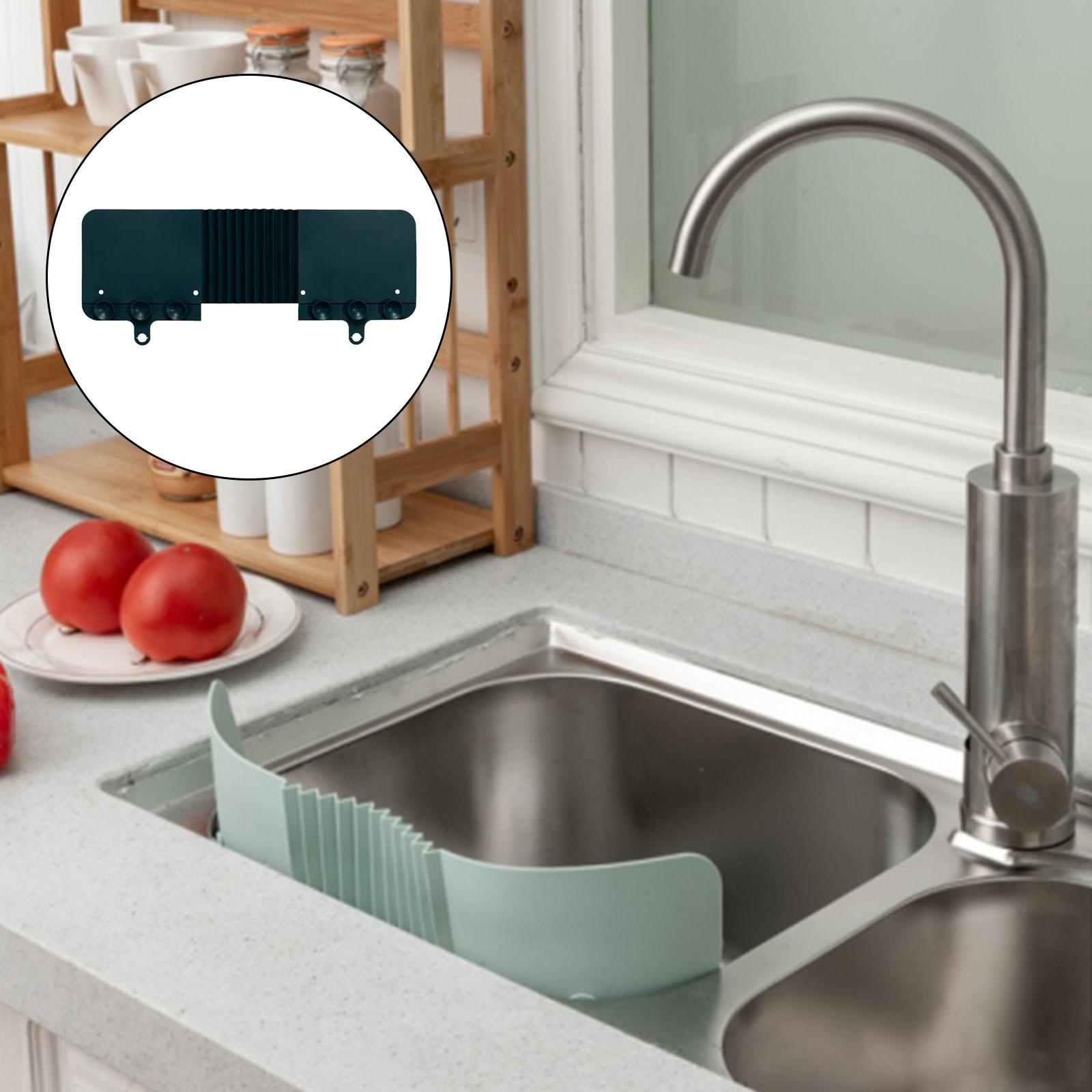 Kitchen Sink Splash Guard Sucker Sink Anti Water Proof for Kitchen Sink: Dark Blue