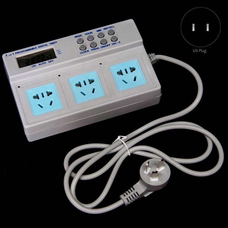 3 in 1 Programmierbare LCD Digital Timer Steckdose Mikrocomputer Timer Steckdose Aquarium Timer Steckdose (uns-stecker)