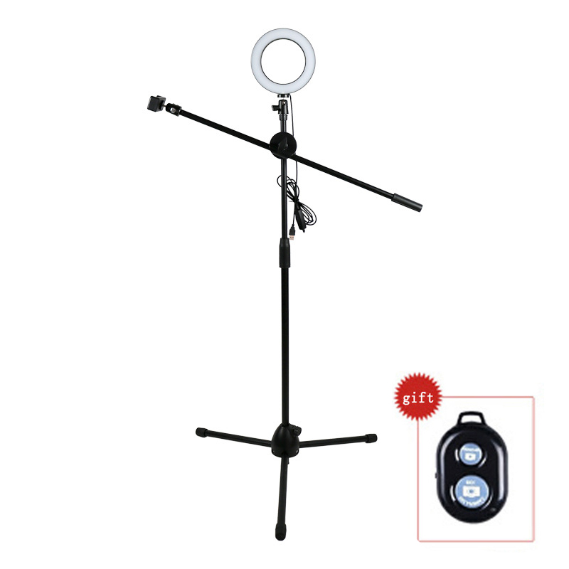 Phone Photography Beauty LED Ring Light Lamp Dimmable Adjustable Shooting Boom Arm Photo Light Studio Stand Tripod Holder Kit: Set 3 with 16cm lamp