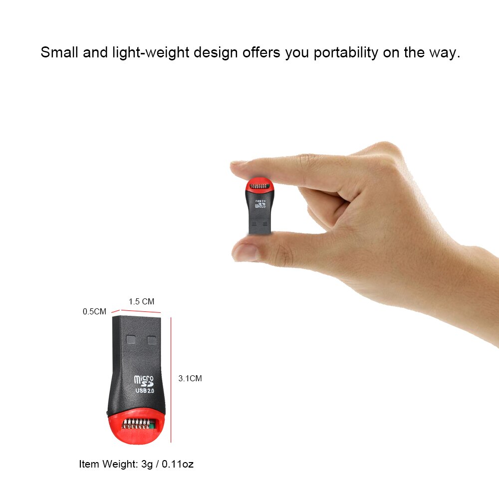 TF Card Reader USB 2.0 Mini Portable Small and light-weight Key-hole TF Card Reader