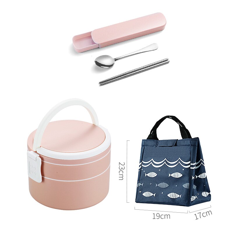 1100ml Portable 2 Layer Healthy Lunch Box Food Container Microwave Oven Lunch Bento Boxes With Cutlery Lunchbox: 07