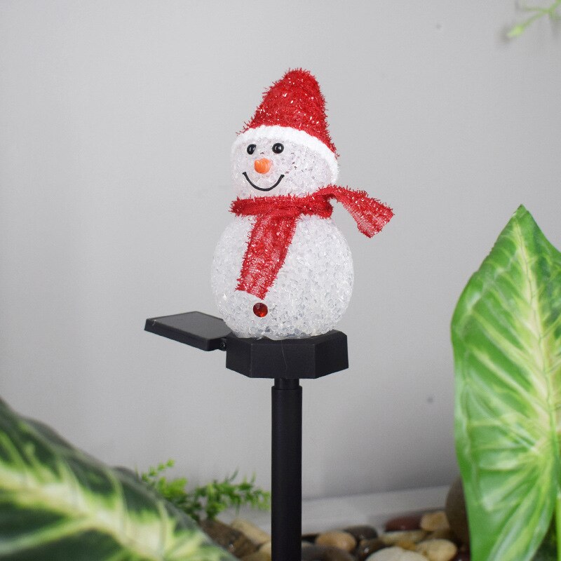 Luz Solar de exterior para jardín hermoso hombre de nieve, lámpara de paisaje nocturno, decoración de jardín para Navidad, serie de dibujos animados, de vacaciones para niños: Red Snowman