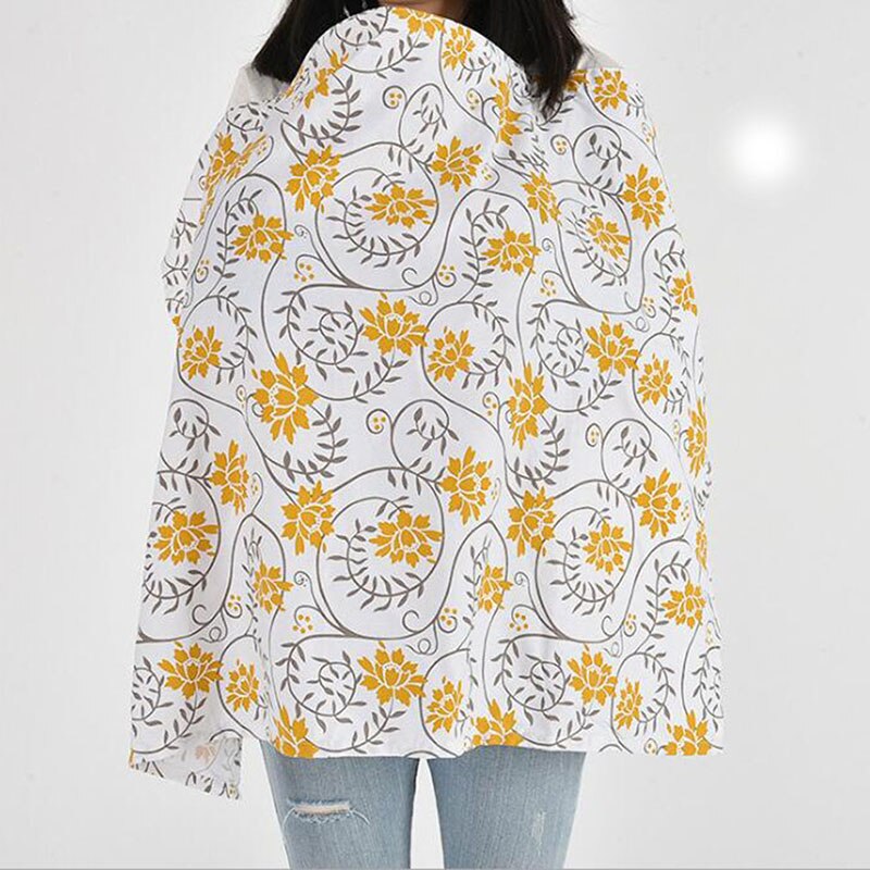 Mum Voeden Outdoor Multifunctionele Borstvoeding Effen Kleur Ademend Katoen Mousseline Gown Large Size Grote Verpleging Voeden Cover: yellow flower