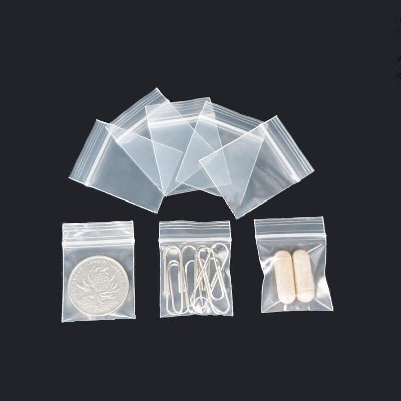 300/100pcs Clear Plastic Mini Ziplock Jewelry Bags Small More Thicker Crystal Packing Pouches Reusable Pochette Zipper Lock Sack