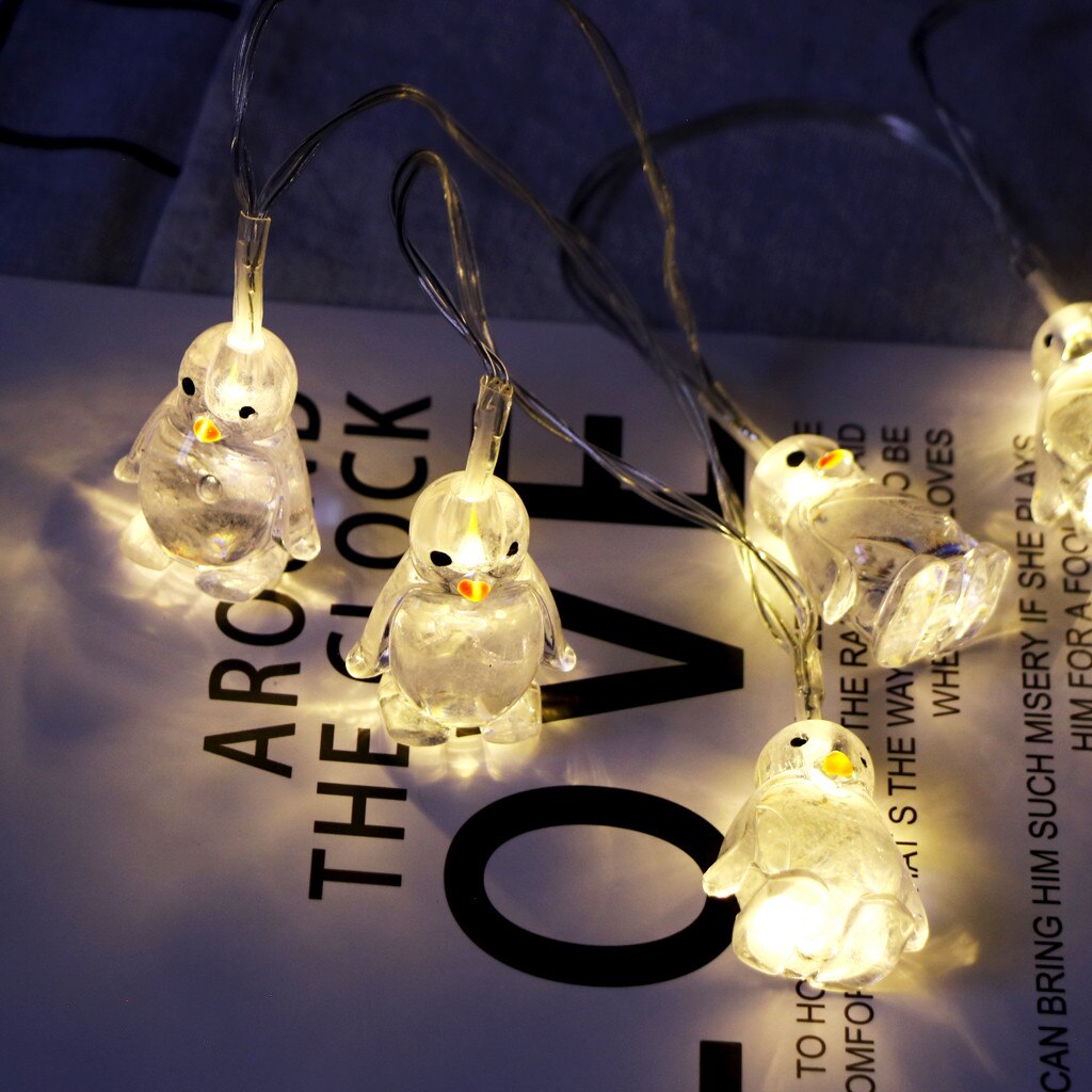 Penguin Animal Shape String Lights 10 LED 1.65M Hanging Lamp Christmas Decorations for Home Merry Christmas Year Decoration: YELLOW