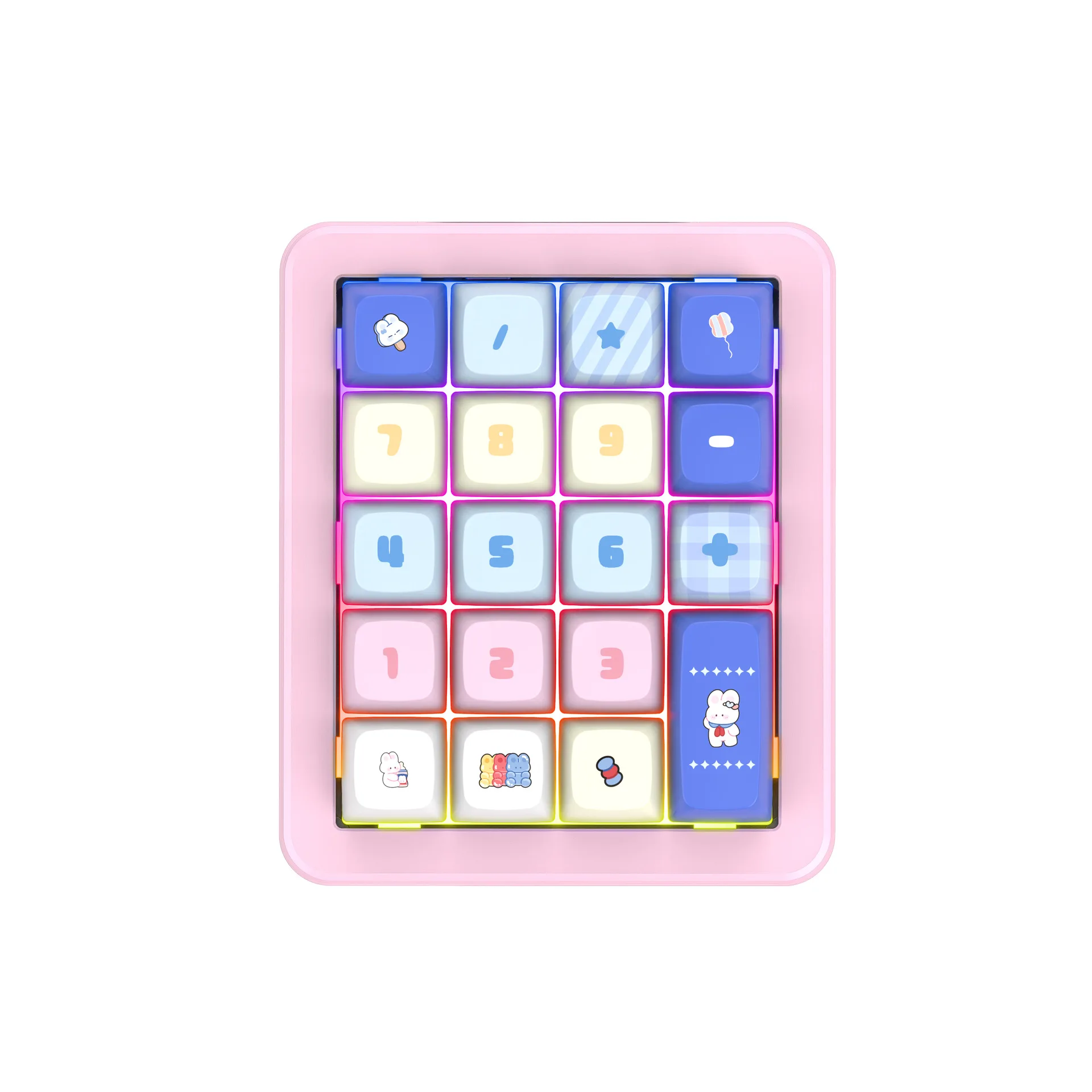 19-key Mini Numpad Portable Aluminum Alloy Wired Mechanical Keyboard Full Key -swappable RGBKeycap Extended Gaming Keyboard: Pink