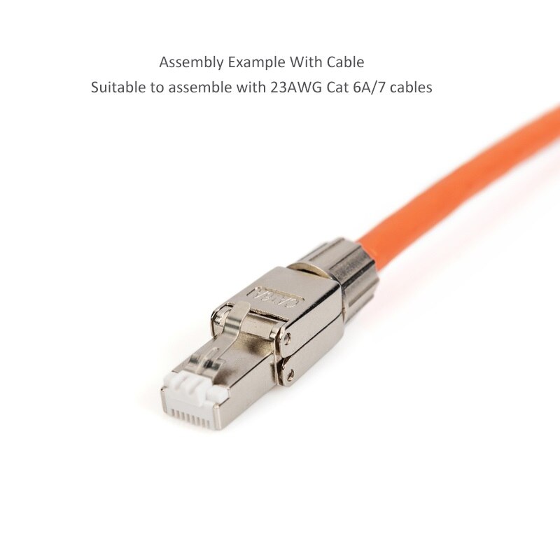 Conector de campo RJ45 8P8C Cat 6A Cat7, enchufe de terminación completamente blindado, enchufe Modular sin herramientas para Cables de instalación sólidos 23AWG