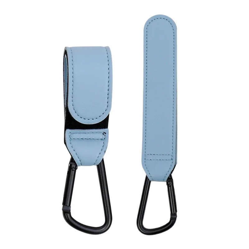 Kinderwagen Haken Baby Windel Tasche Haken Kinderwagen Organisieren PU Leder Einstellbare Kinderwagen Multi-funktion Haken Starke Lager: Himmel Blau