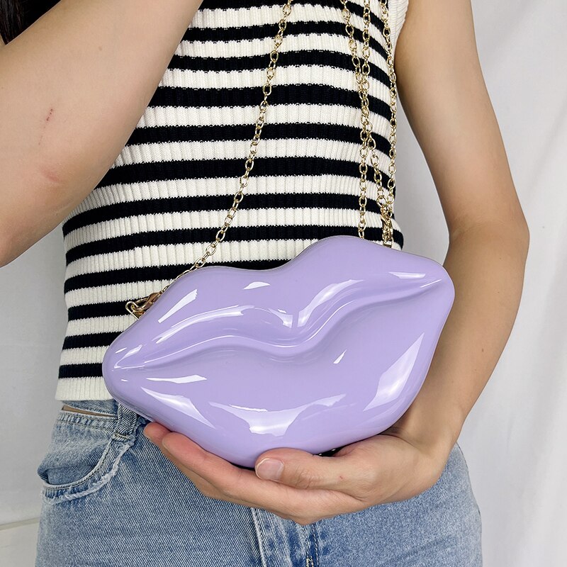 Rode Lip Styling Partij Bruiloft Clutch Tas Voor Vrouwen Mode Portemonnees En Handtassen Vrouwelijke Schouder Chain Crossbody Tas: light purple
