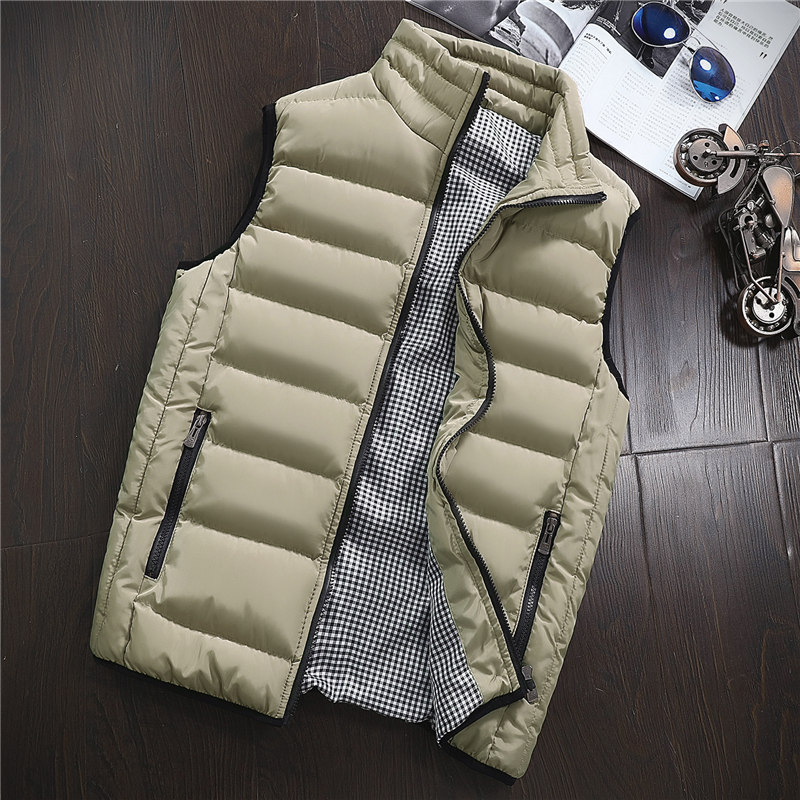 Vest Mannen Stijlvolle Lente Herfst Warm Mouwloze Jas Mannen Winter Vest mannen Vest Casual Jassen Heren Plus size 5XL: Khaki / XXXL
