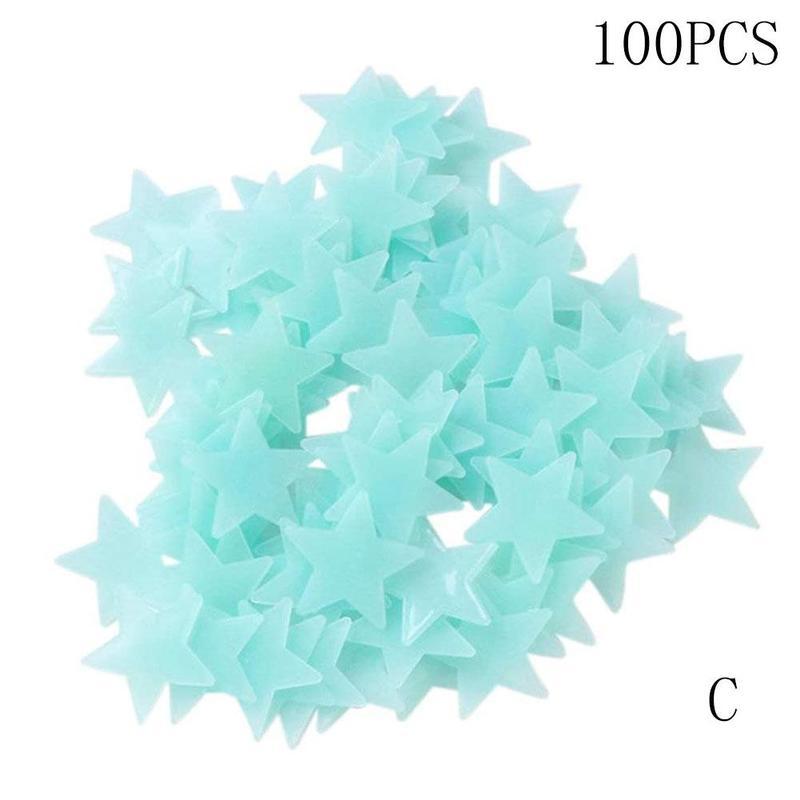 100 stücke 3cm Leuchtende Sterne Aufkleber Diy freundlicher Wohnzimmer Schlafzimmer Zauberstab 3-farbe Gemischt Sterne Aufkleber Hause sternenklar Dekor Zubehör: C