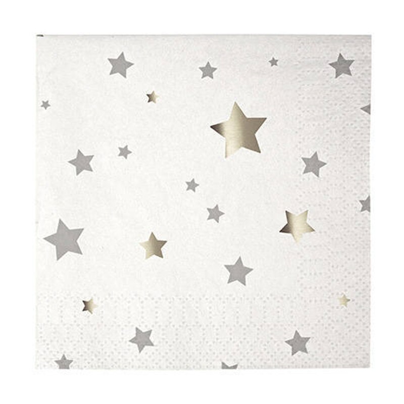 Goud zilver folie ster papieren borden babyshower feest servies papieren bordjes bekers servetten voor bruiloft verjaardag ster feestbenodigdheden: S 20 vellen servetten