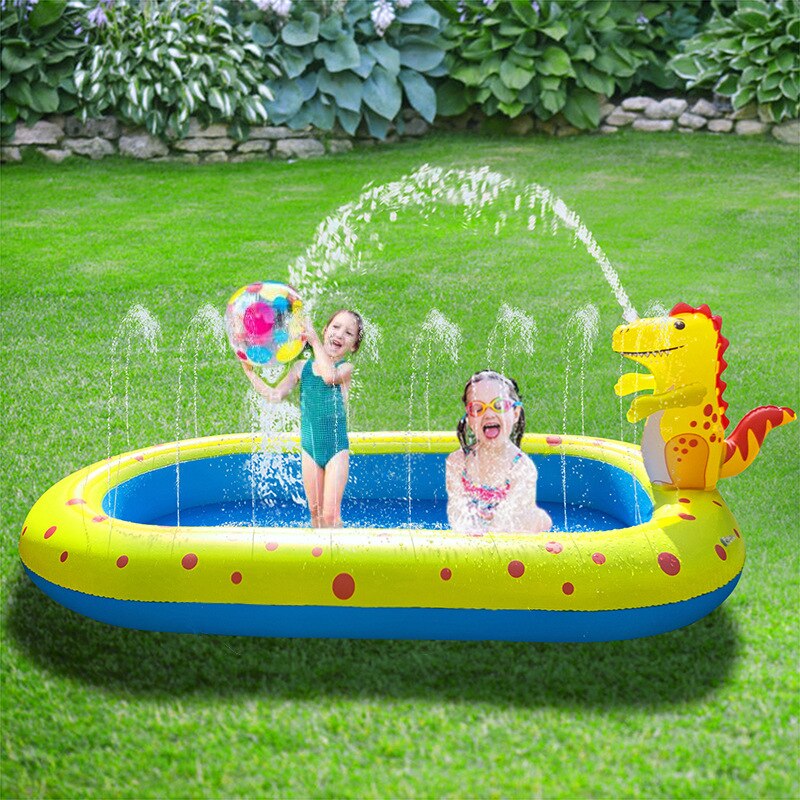 Cartoon Inflatable Dinosaur Fountain Outdoor Dolphin Watering Mat Children&#39;s Water Toys Frog Swimming Pool Shark Swimming Pool