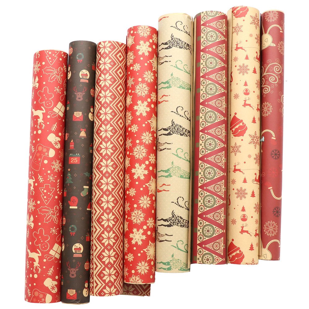 12pcs Christmas Wrapping Paper Durable Practical Stylish Christmas Packaging Paper Packing Sheet Christmas Packing Paper Gi